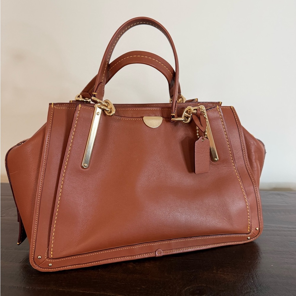 Coach Brown Leather Satchel with Gold Accents